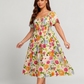 💃Summer Hot Sale 70% OFF🌈Floral Smocked Square Neck Midi Dress with Pockets