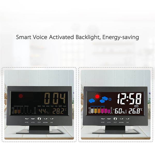🌡️ ✨ Digital LED Weather Station - Temperature & Humidity Monitor with Forecast Display & Table Alarm Clock 📊⏰