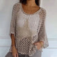 🔥Summer Hot Sale 50%OFF🔥Women's Fashion Round Neck Crochet Knit Fishnet Top