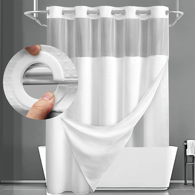 ⏳LAST DAY SALE 70% OFF!!🔥No-Hook Double-Layer Shower Curtain with Built-In Liner 🚿✨  Waterproof, Machine-Washable & Mildew-Resistant | 72" x 75" – Fits Most UK Bathtubs