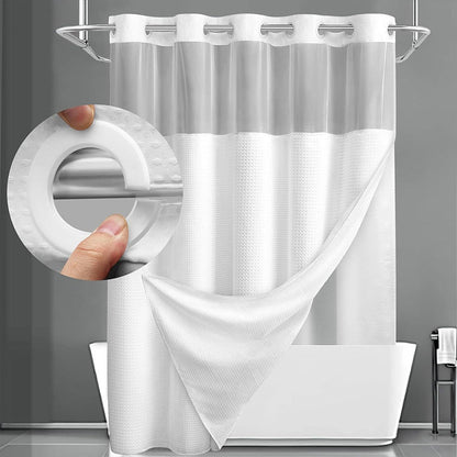 ⏳LAST DAY SALE 70% OFF!!🔥No-Hook Double-Layer Shower Curtain with Built-In Liner 🚿✨  Waterproof, Machine-Washable & Mildew-Resistant | 72" x 75" – Fits Most UK Bathtubs