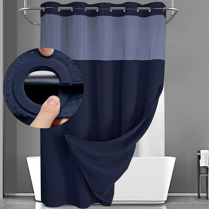 ⏳LAST DAY SALE 70% OFF!!🔥No-Hook Double-Layer Shower Curtain with Built-In Liner 🚿✨  Waterproof, Machine-Washable & Mildew-Resistant | 72" x 75" – Fits Most UK Bathtubs