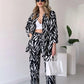 🌸Spring Specials 🚀Free shipping🌸 Chic Women's Zebra Print Shirt & Pants Set