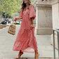 🌸50% OFF🌸Women's Elegant Puff Sleeve Floral Boho Maxi Dress