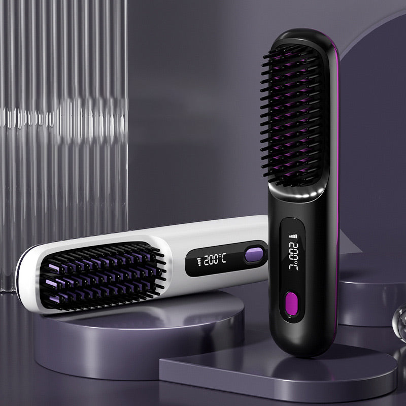 🔥NEW YEAR SALE £13.99!!⚡50K+ SOLD!💁‍♀️Wireless Ceramic Heating Hair Straightening Hairbrush