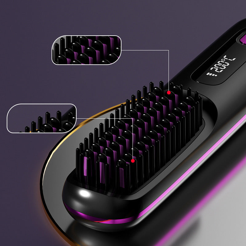 🔥NEW YEAR SALE £13.99!!⚡50K+ SOLD!💁‍♀️Wireless Ceramic Heating Hair Straightening Hairbrush