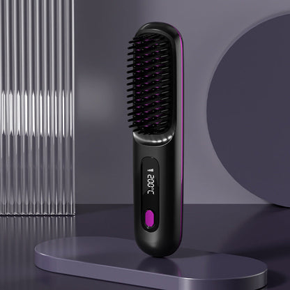 🔥NEW YEAR SALE £13.99!!⚡50K+ SOLD!💁‍♀️Wireless Ceramic Heating Hair Straightening Hairbrush