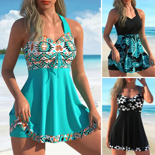 💃Final Hours Flash Sale ￡13.99!!✨Strap Top & Fitted Swim Shorts Separable Swimsuit 