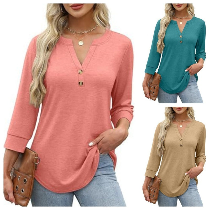 🌸2026 Summer Hot Sale 60% OFF👕Women’s Casual Printed V-Neck Top 3/4 Sleeve Shirts