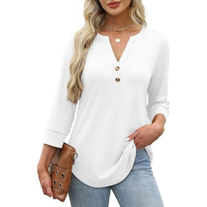 🌸2026 Summer Hot Sale 60% OFF👕Women’s Casual Printed V-Neck Top 3/4 Sleeve Shirts