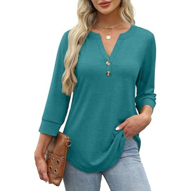 🌸2026 Summer Hot Sale 60% OFF👕Women’s Casual Printed V-Neck Top 3/4 Sleeve Shirts