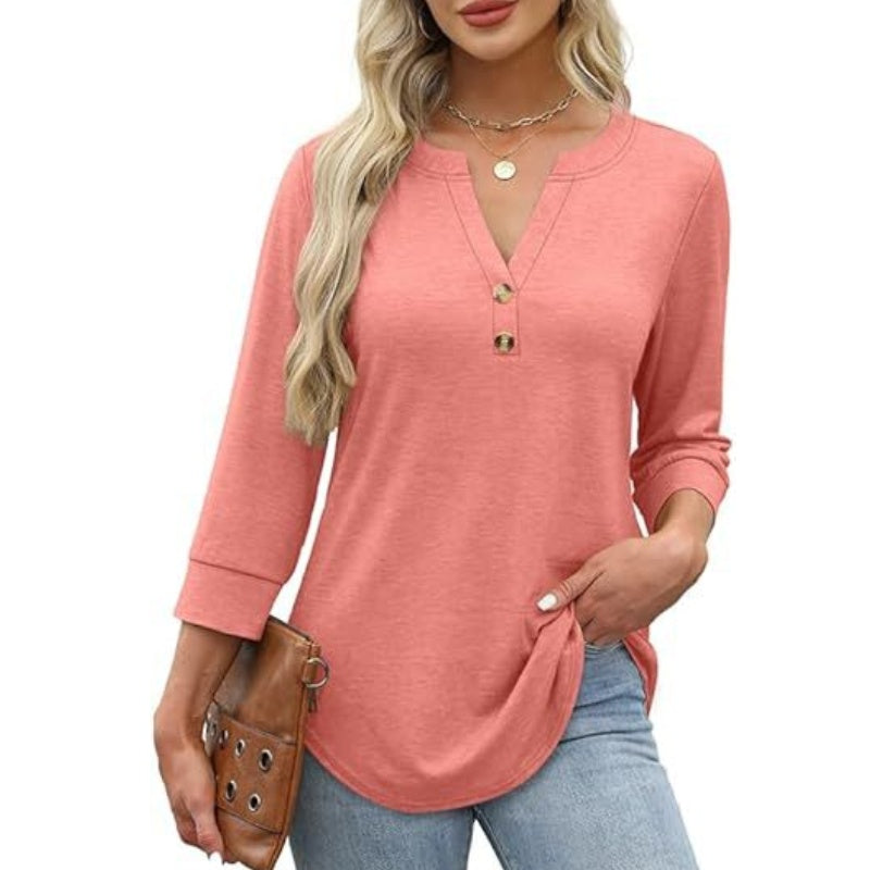 🌸2026 Summer Hot Sale 60% OFF👕Women’s Casual Printed V-Neck Top 3/4 Sleeve Shirts