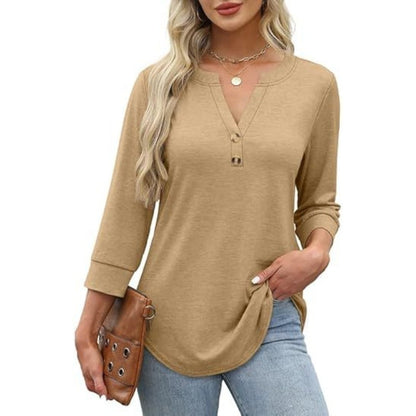 🌸2026 Summer Hot Sale 60% OFF👕Women’s Casual Printed V-Neck Top 3/4 Sleeve Shirts