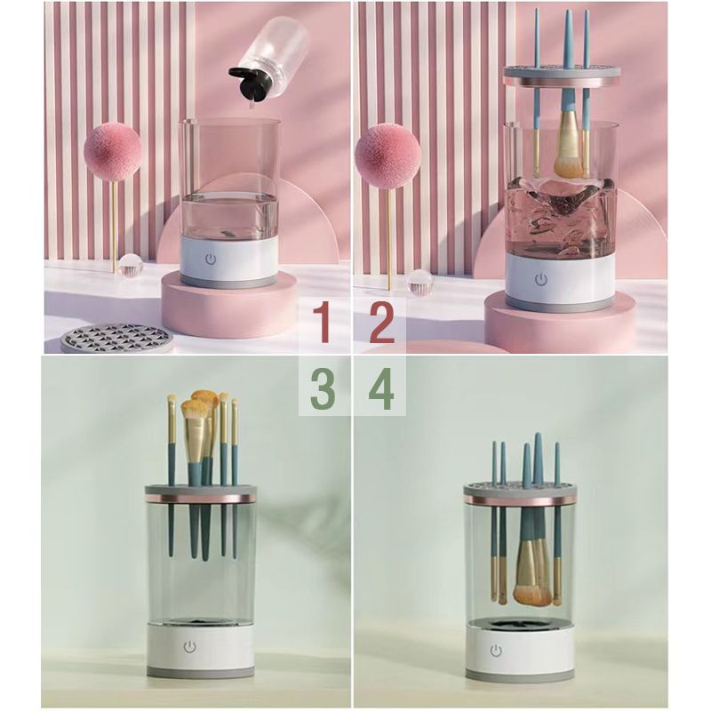 💖 60% OFF! ✨ AUTOMATIC MAKEUP BRUSH CLEANER - Deep Cleaning in 3 Minutes, Compact & Portable for Travel, USB Charging with Quiet Operation 🌸🚿