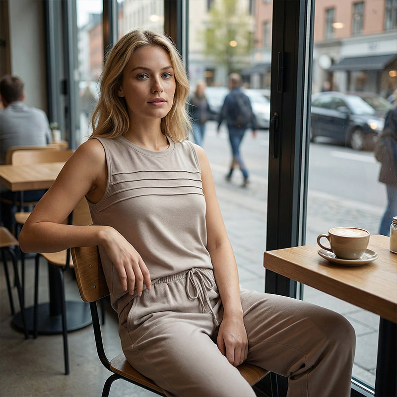 Women's Sleeveless Top & Drawstring Pants Set