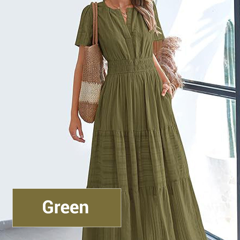 💕HOT SALE 55% OFF💕Women's Boho Chic Smocked Waist Maxi Dress