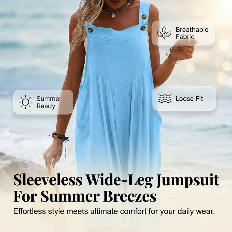 🌸Limited Time Special Price: £12.99 !! ✨Sleeveless Wide-Leg Jumpsuit For Summer Breezes