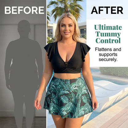 🏖️Summer Hot Sale 60% OFF🌊Women's Tropical Print Two-Piece Skirted Swimsuit👙🌴❤️