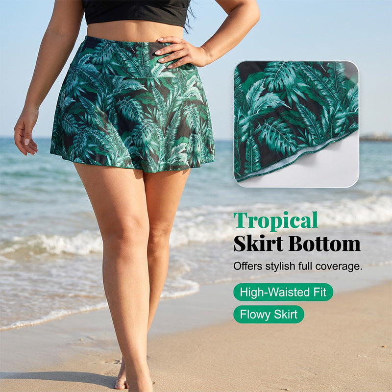 🏖️Summer Hot Sale 60% OFF🌊Women's Tropical Print Two-Piece Skirted Swimsuit👙🌴❤️