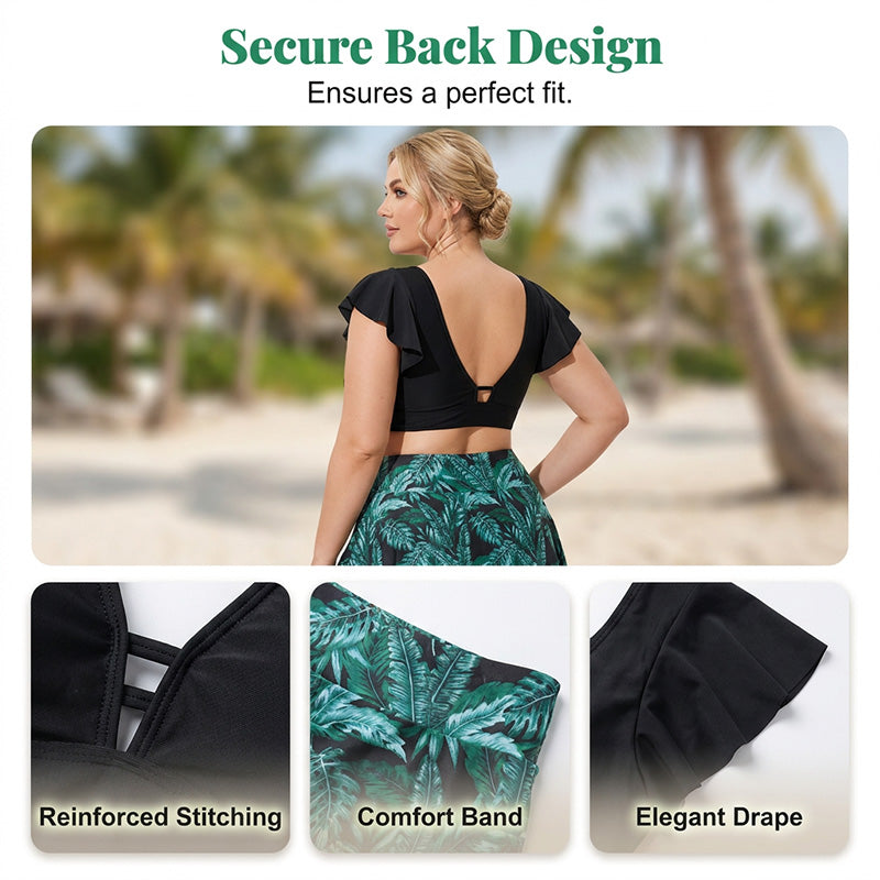 🏖️Summer Hot Sale 60% OFF🌊Women's Tropical Print Two-Piece Skirted Swimsuit👙🌴❤️