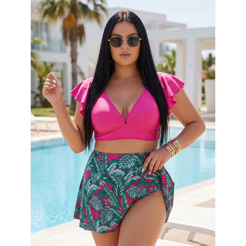 🏖️Summer Hot Sale 60% OFF🌊Women's Tropical Print Two-Piece Skirted Swimsuit👙🌴❤️