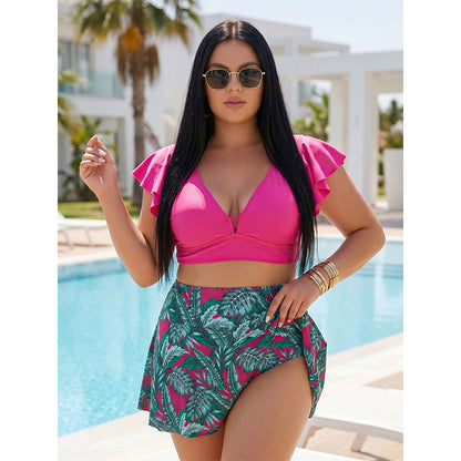 🏖️Summer Hot Sale 60% OFF🌊Women's Tropical Print Two-Piece Skirted Swimsuit👙🌴❤️