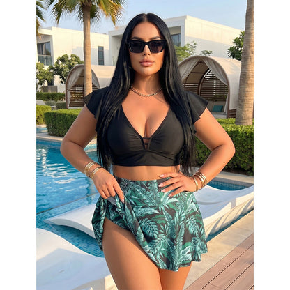 🏖️Summer Hot Sale 60% OFF🌊Women's Tropical Print Two-Piece Skirted Swimsuit👙🌴❤️