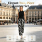 Women's Sleeveless Top & Printed Wide-Leg Pants Set