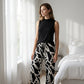 Women's Sleeveless Top & Printed Wide-Leg Pants Set