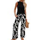 Women's Sleeveless Top & Printed Wide-Leg Pants Set