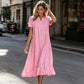 Women's Elegant V-Neck Short Sleeve Dress