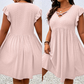 Women's Criss-Cross V-Neck Flutter Sleeve Flowy Dress