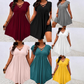 Women's Criss-Cross V-Neck Flutter Sleeve Flowy Dress