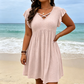 Women's Criss-Cross V-Neck Flutter Sleeve Flowy Dress