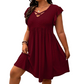 Women's Criss-Cross V-Neck Flutter Sleeve Flowy Dress