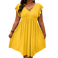 Women's Criss-Cross V-Neck Flutter Sleeve Flowy Dress