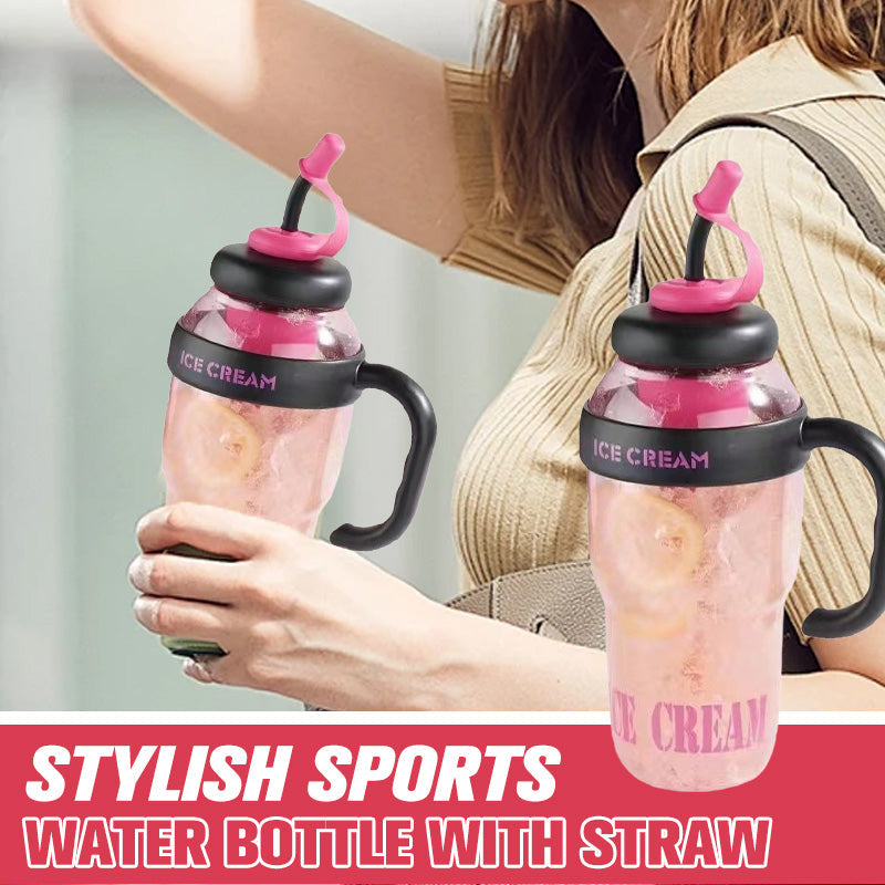 Stylish Large Capacity Sports Water Bottle with Straw