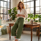 Women's Lace Trim Wide-Leg Capri Pants