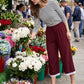 Women's Lace Trim Wide-Leg Capri Pants