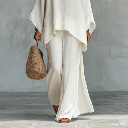 🏖️Limited Time Sale 50% OFF!🌞Women's Relaxed Co-ord Set – Loose-Fit Shirt & Wide-Leg Trousers 🌿☁️  Soft, Comfortable & Stylish • Perfect for Daily & Holiday Wear