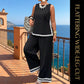 Women's Sleeveless Top & Wide-Leg Pants Suit