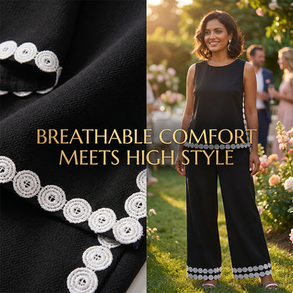 Women's Sleeveless Top & Wide-Leg Pants Suit
