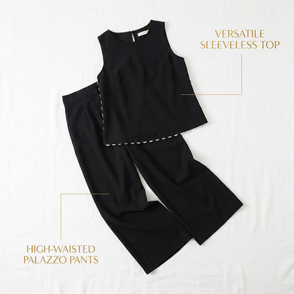 Women's Sleeveless Top & Wide-Leg Pants Suit