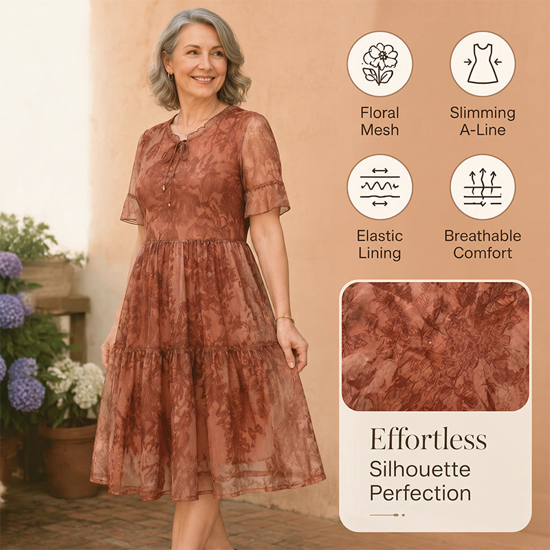 Women's Plus Size Floral Mesh Dress