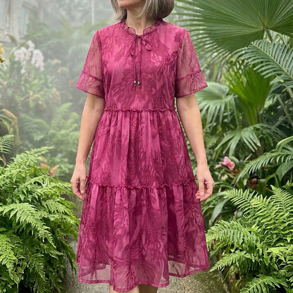 Women's Plus Size Floral Mesh Dress