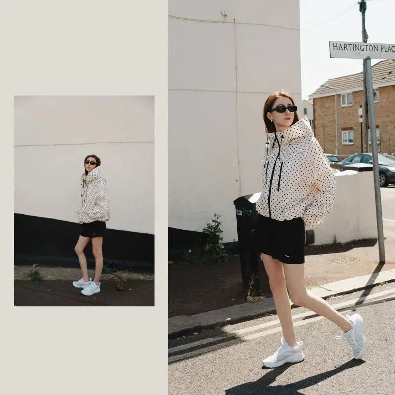 🧥Wide-Brim Hood💧Short Oversized Rain Jacket With Bubble Hem,Adjustable Cuffs
