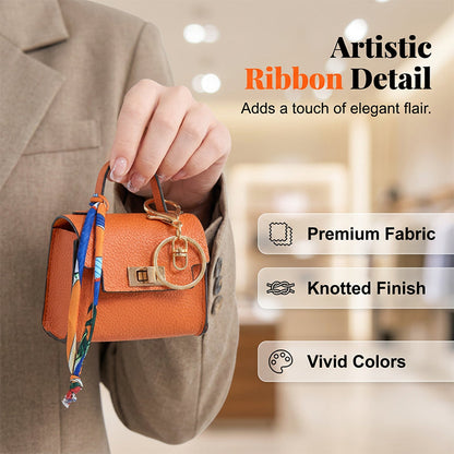 👜Mini Square Bag Pendant Keychain- High Quality Leather with Colorful Strap, Cute Car Keychain & Bag Charm Accessory