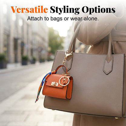 👜Mini Square Bag Pendant Keychain- High Quality Leather with Colorful Strap, Cute Car Keychain & Bag Charm Accessory