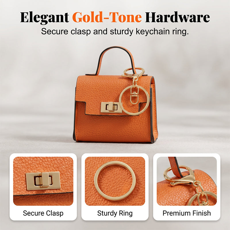 👜Mini Square Bag Pendant Keychain- High Quality Leather with Colorful Strap, Cute Car Keychain & Bag Charm Accessory