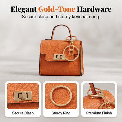 👜Mini Square Bag Pendant Keychain- High Quality Leather with Colorful Strap, Cute Car Keychain & Bag Charm Accessory